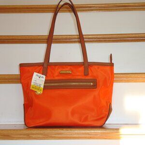 MICHAEL Kors Shoulder Bag Kempton Orange Brown Leather Tote NEW WITH TAGS!